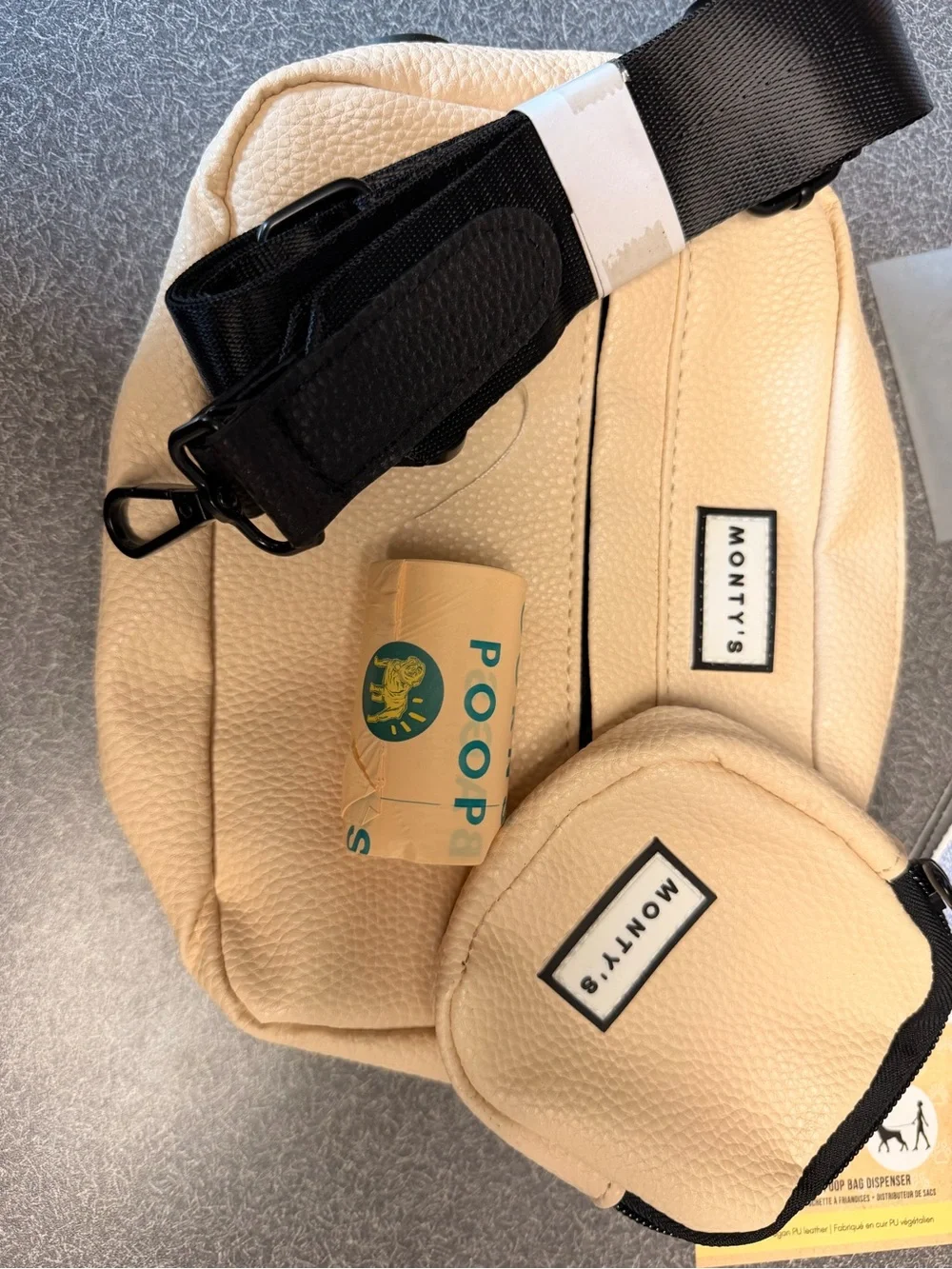 Cream Dog Walking Crossbody Bag - Hands-Free Pet Carrier Accessory